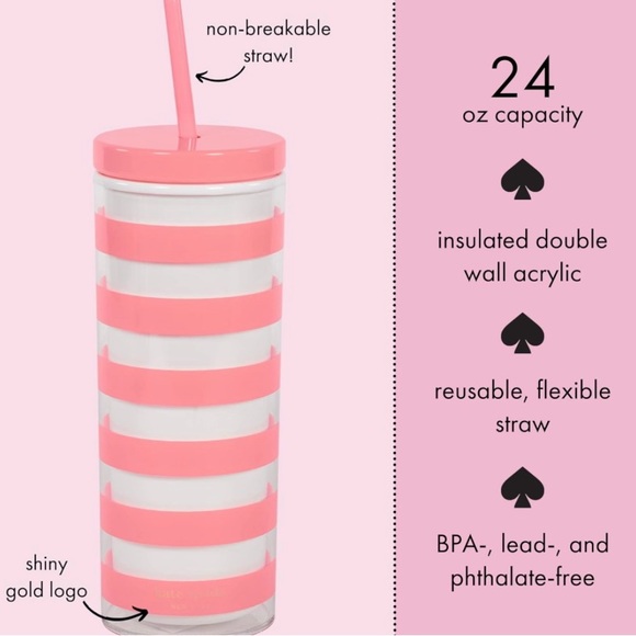 NWT! Kate spade ♠️ tumbler in fun summer stripes design - Picture 3 of 12